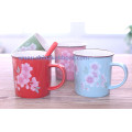 Sunboat japonés Sakura Vintage Coffee Cup leche taza esmalte taza esmalte taza taza